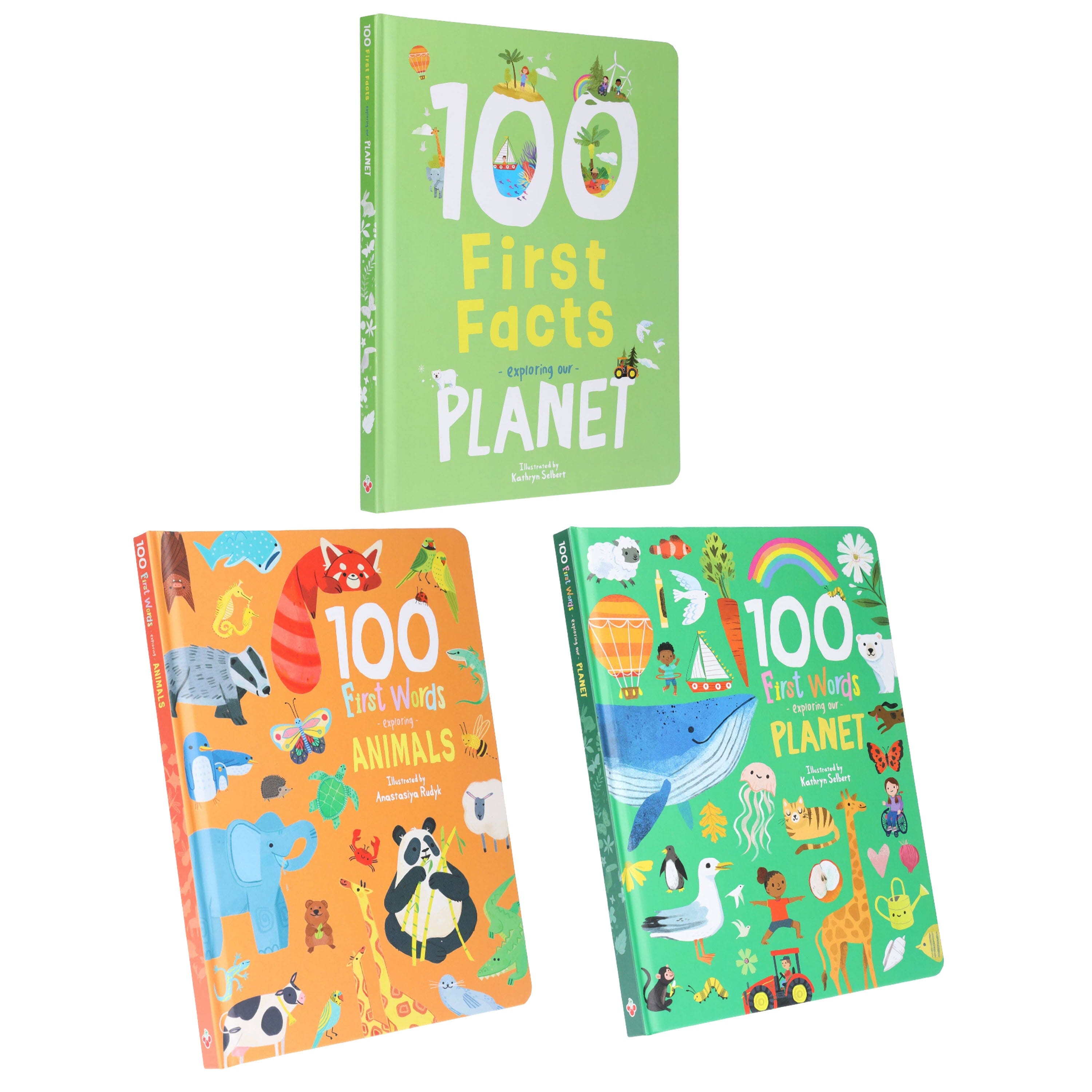 100 First Facts: Words, Animals & Planet 3 Picture books Children's collection set By Sweet Cherry Publishing - Ages 3-5 - Board Book
