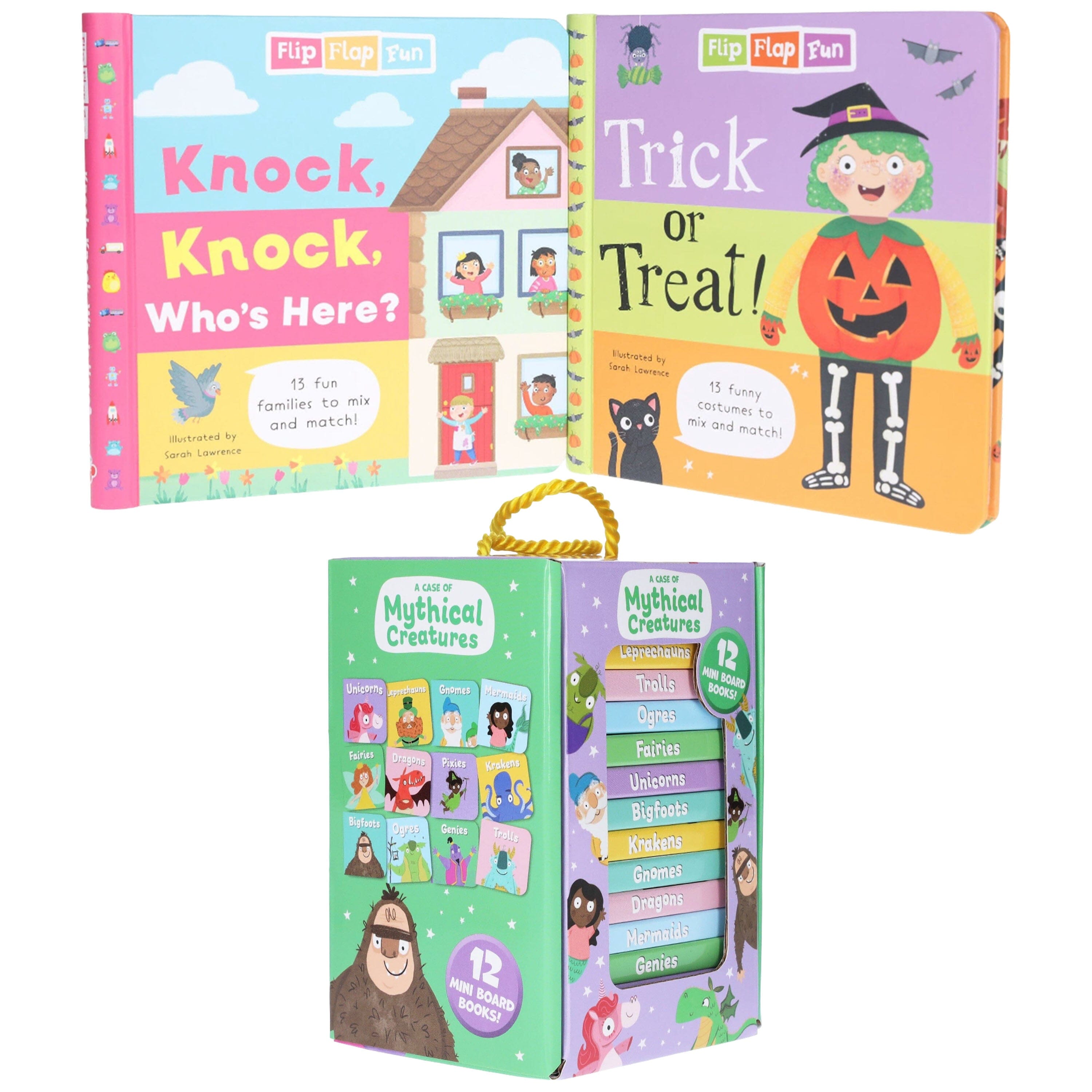 Children's Halloween Books: Flip Flap Fun - Trick or Treat & Knock, Knock, Who's Here? & A Case of Mythical Creatures: 14 Books Collection Set - Ages 0-5 - Board Book