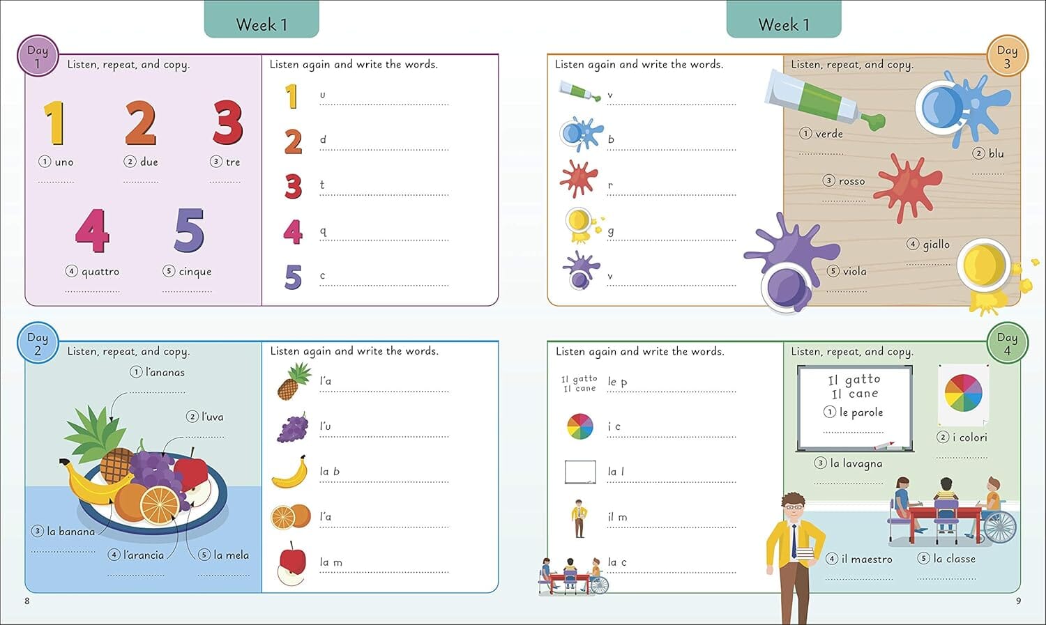 Italian for Everyone Junior 5 Words a Day: Learn and Practise 1,000 Italian Words - Ages 5-9 - Flexibound