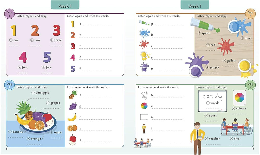 English for Everyone Junior 5 Words a Day: Learn and Practise 1,000 English Words - Ages 6-9 - Flexibound