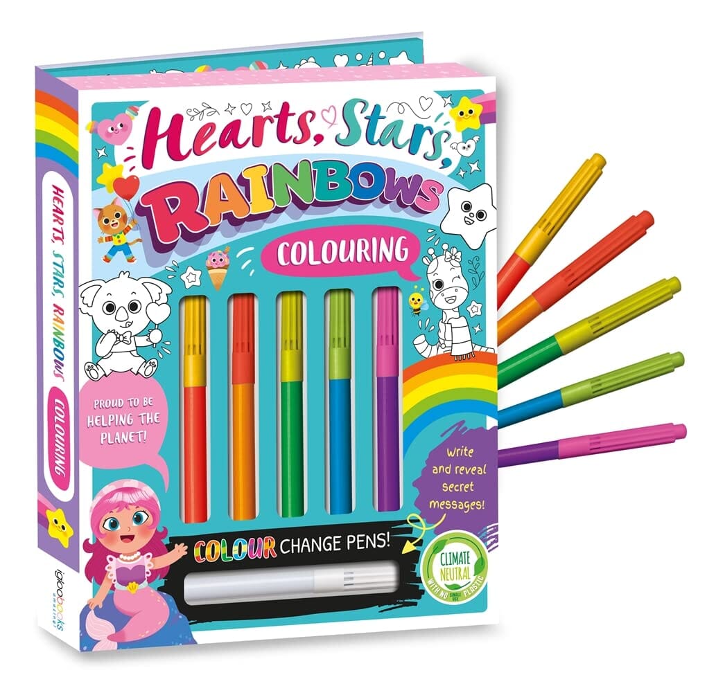 Hearts, Stars, Rainbows Colouring Book With Pen Set by Igloo - Ages 3-5 - E-B00k
