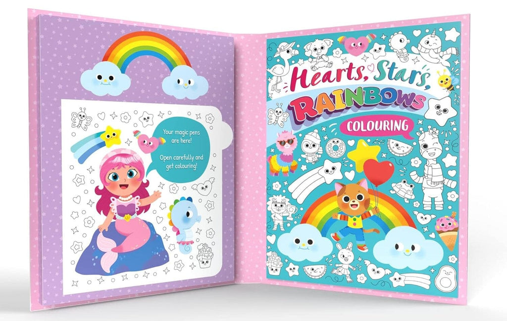 Hearts, Stars, Rainbows Colouring Book With Pen Set by Igloo - Ages 3-5 - E-B00k