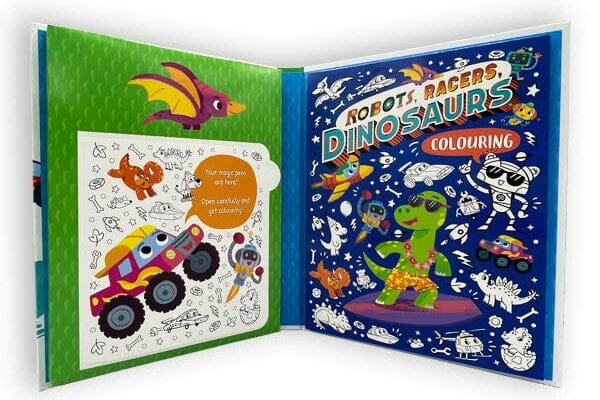 Robots, Racers, Dinosaurs Colouring Book With Pen Set by Igloo - Ages 3-6 - E-B00k