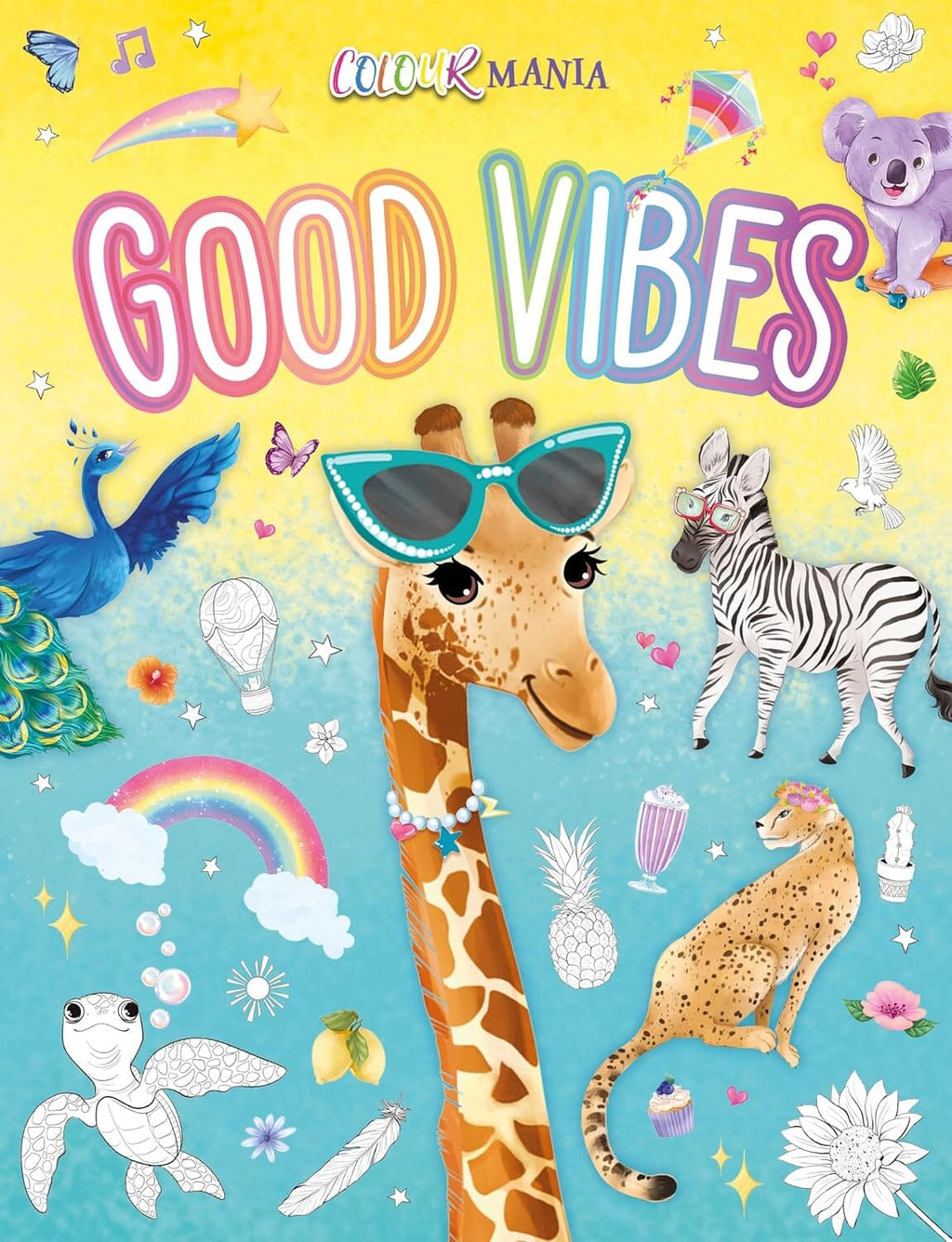 Colour Mania Good Vibes (Colouring Kit With Brush Tip Pens With Fine-Liner Ends) - Ages 3-6 - E-B00k