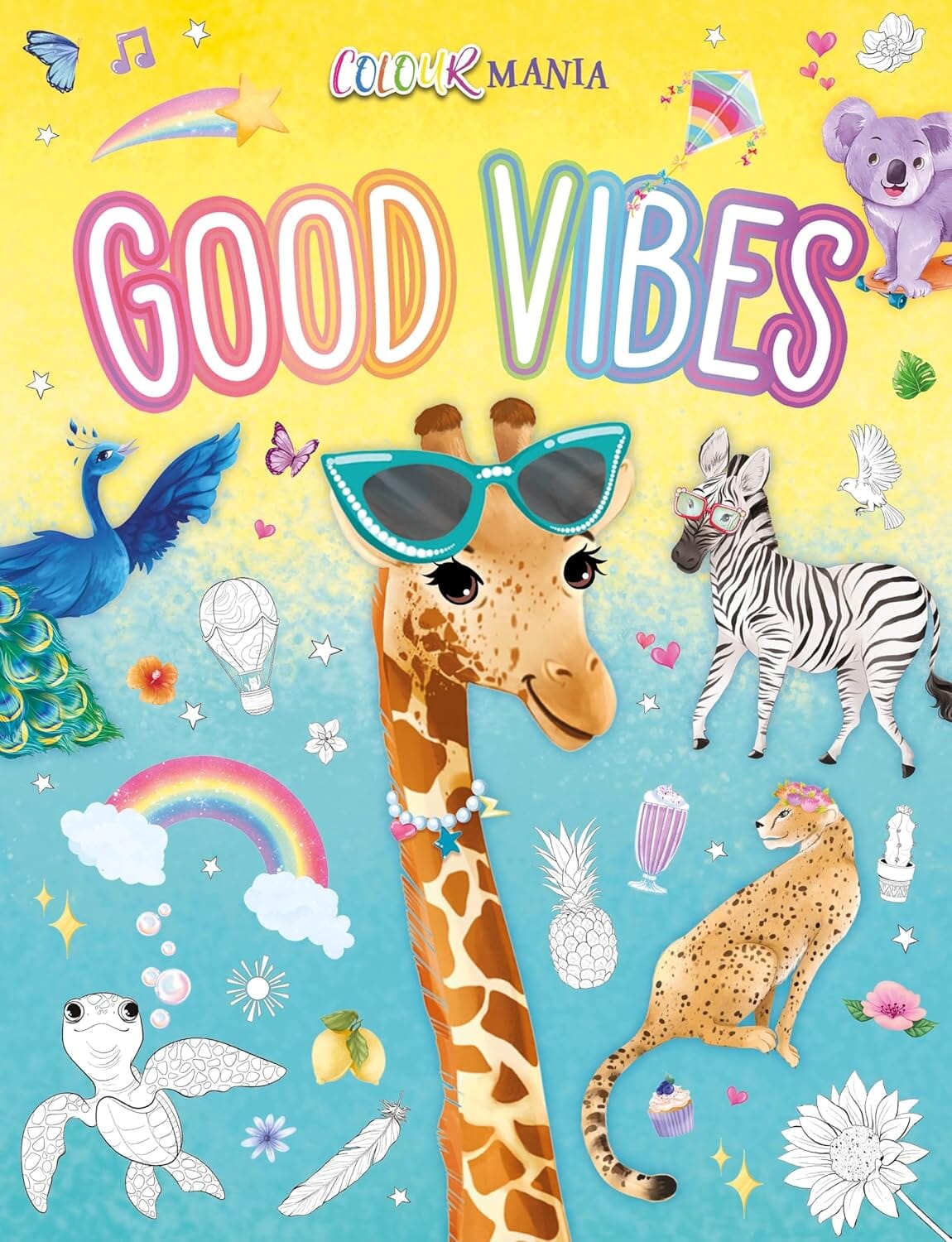 Colour Mania Good Vibes (Colouring Kit With Brush Tip Pens With Fine-Liner Ends) - Ages 3-6 - E-B00k