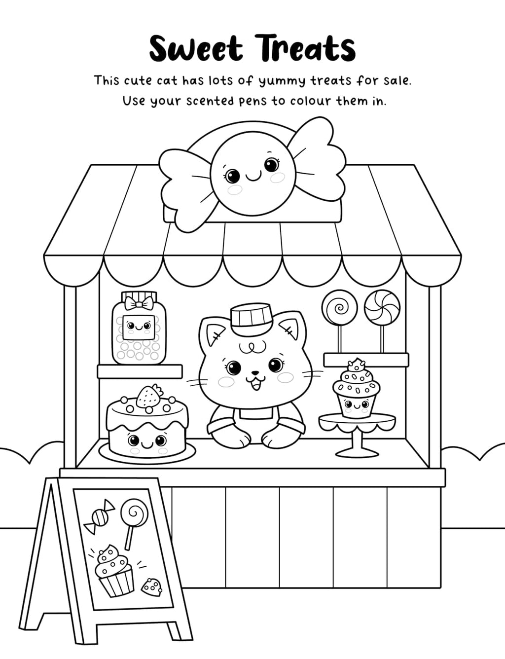 Sweet and Scented Colouring Book With Scented Pens (Includes Lollipop Pen) - Ages 3-6 - E-B00k