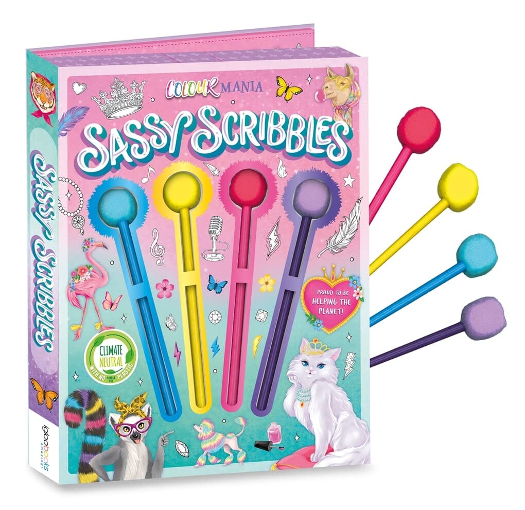 Sassy Scribbles Coloring Book: With 4 Pom-Pom Color Pencils - Ages 8-12 - E-B00k