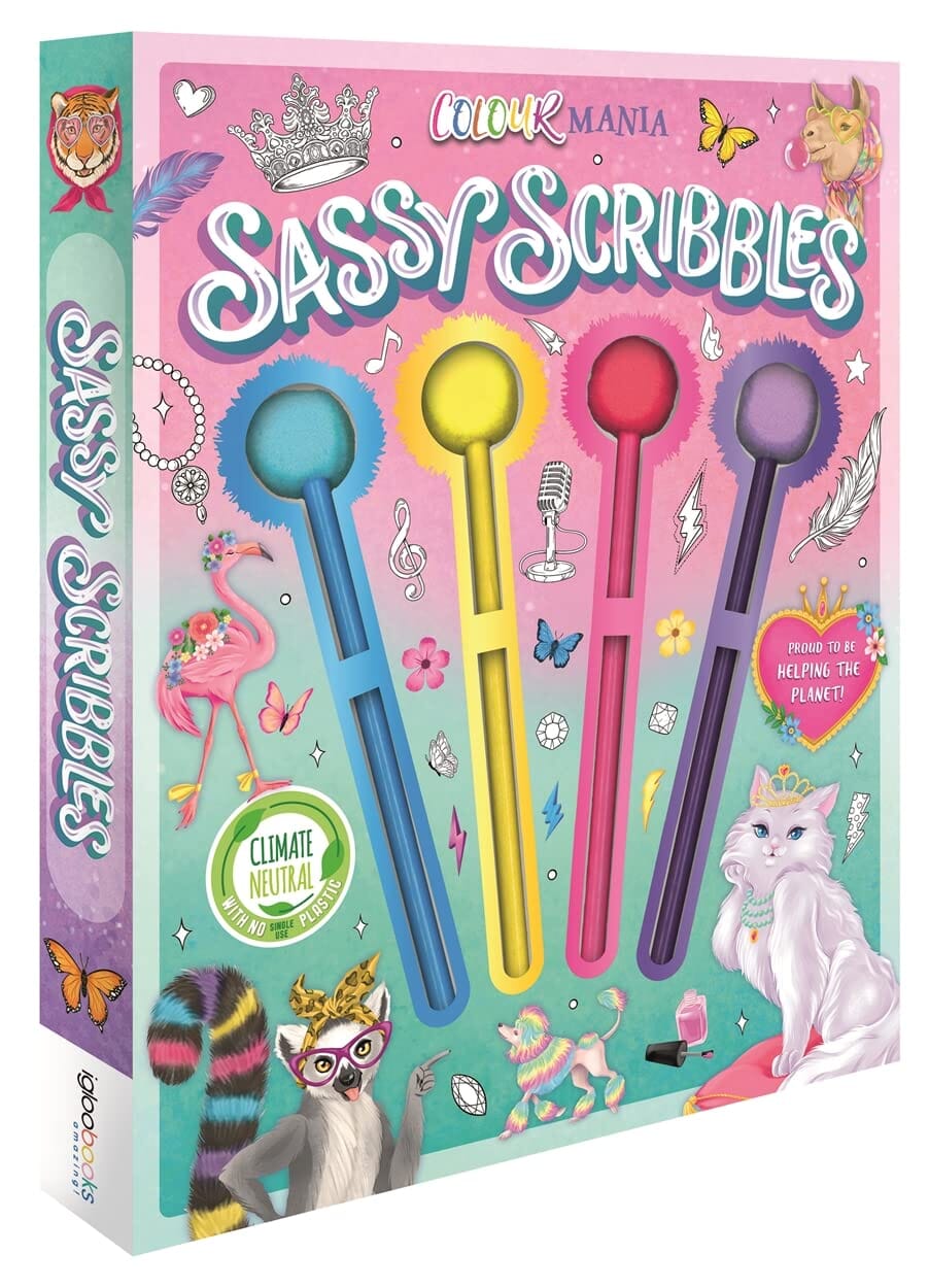 Sassy Scribbles Coloring Book: With 4 Pom-Pom Color Pencils - Ages 8-12 - E-B00k