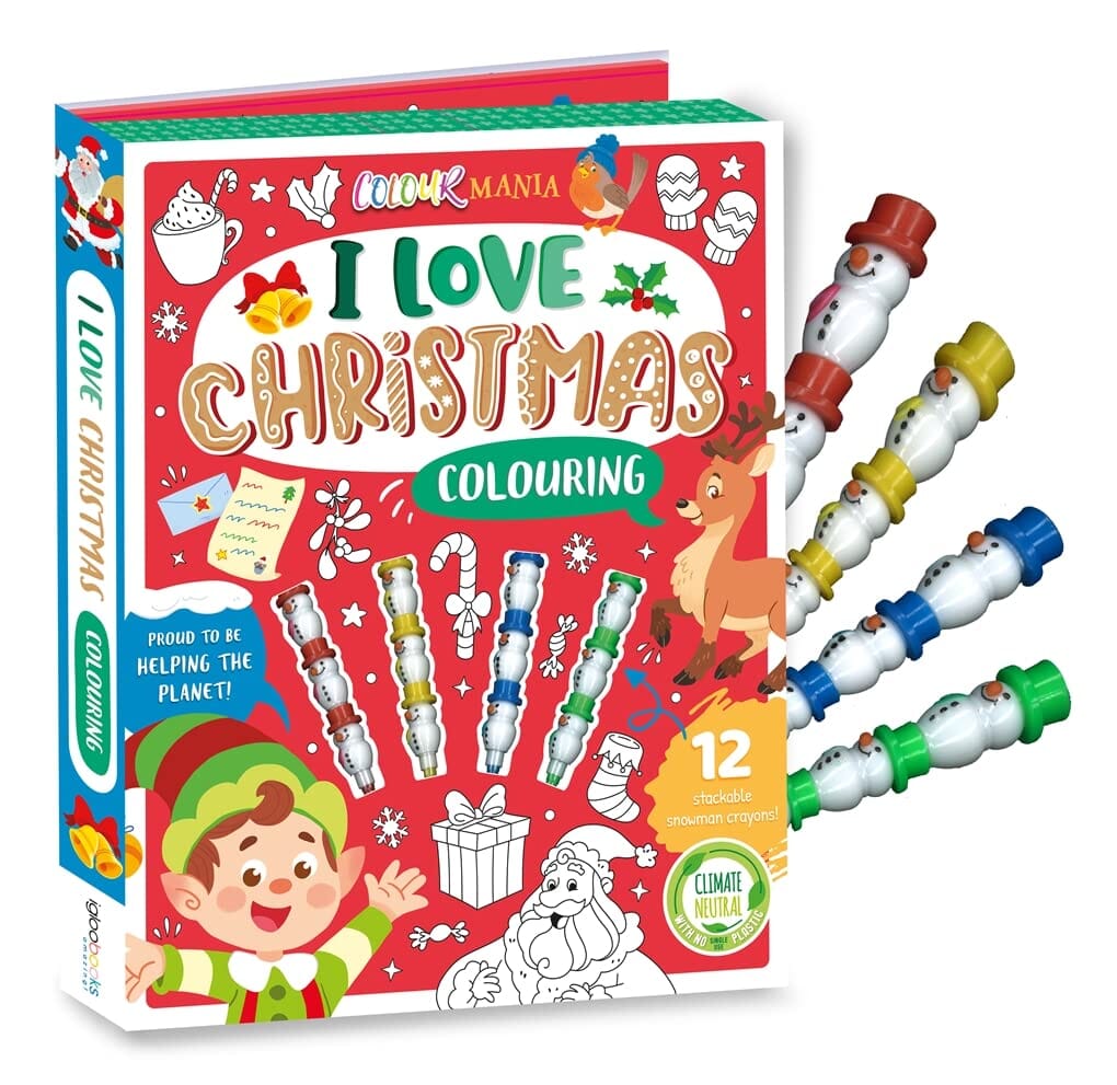 I Love Christmas Colouring Book With 12 Stackable Snowman Crayons! - Ages 3-6 - E-B00k