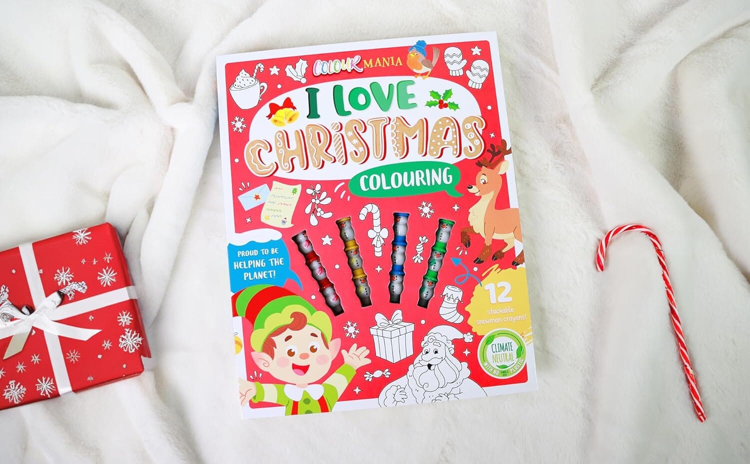 I Love Christmas Colouring Book With 12 Stackable Snowman Crayons! - Ages 3-6 - E-B00k