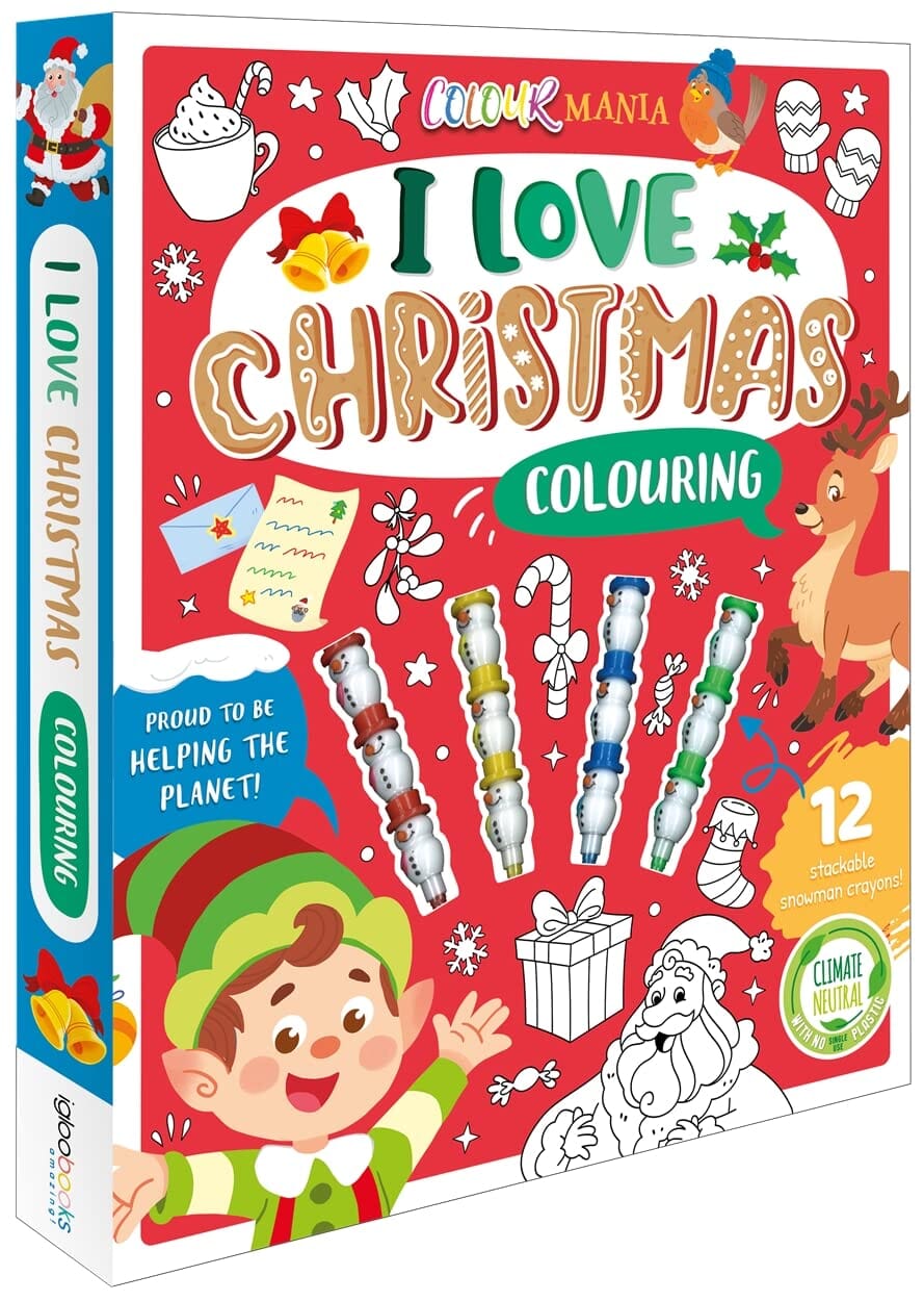 I Love Christmas Colouring Book With 12 Stackable Snowman Crayons! - Ages 3-6 - E-B00k