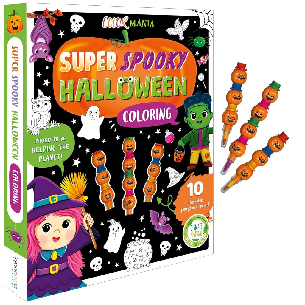 Ghosts, Witches, Monsters Colouring Book With 10 Stackable Crayons! - Ages 3-6 - E-B00k