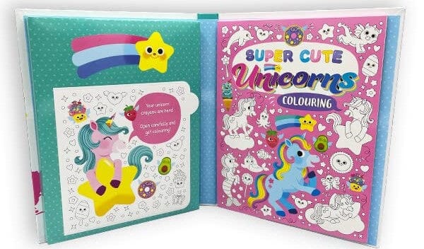 Super Cute Unicorns Colouring Book With 16 Stackable Unicorn Crayons! - Ages 3-6 - E-B00k