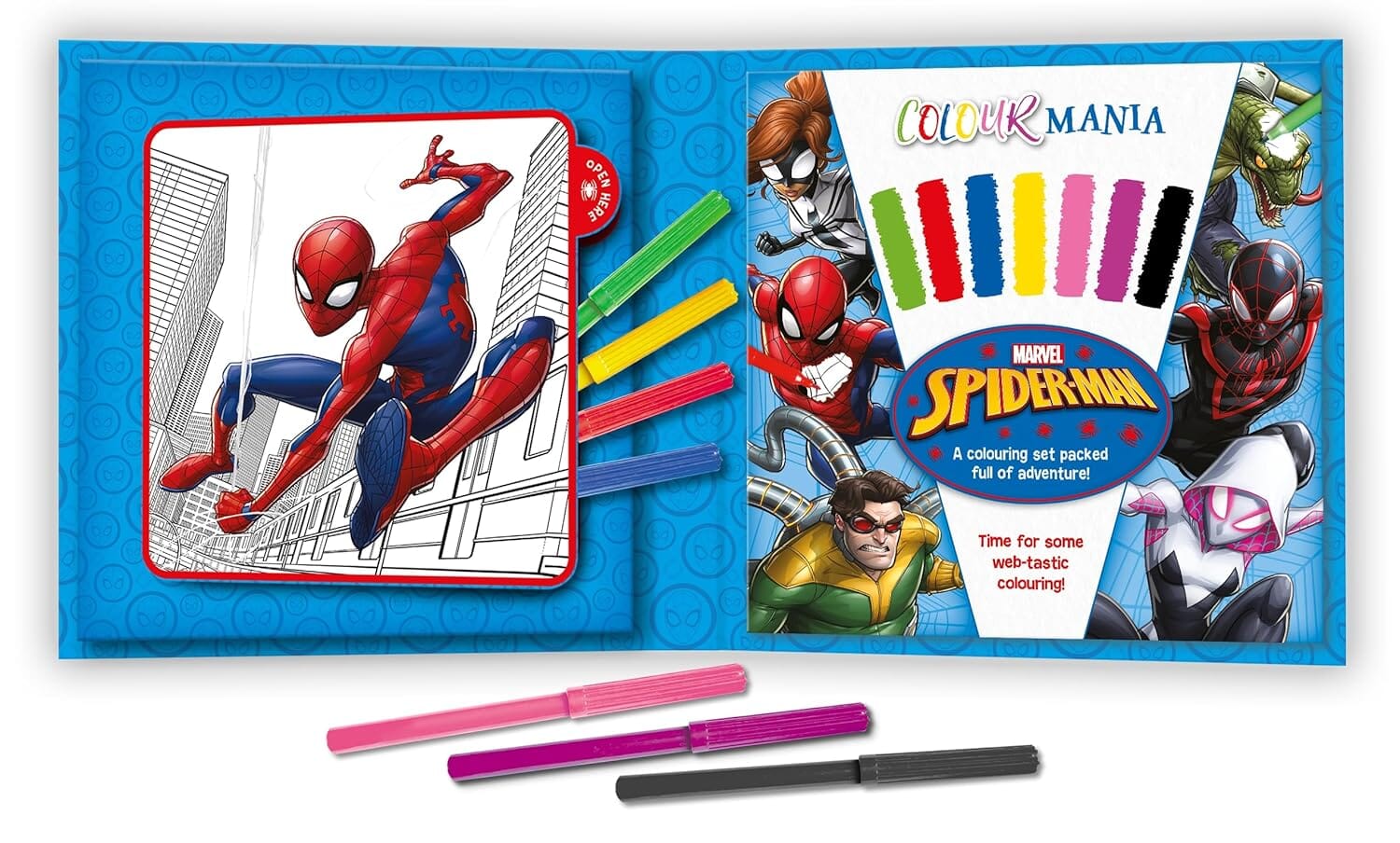 Marvel Spider-Man: Colourmania with 7 felt-tip pens and over 30 images! - Ages 7-11 - E-B00k