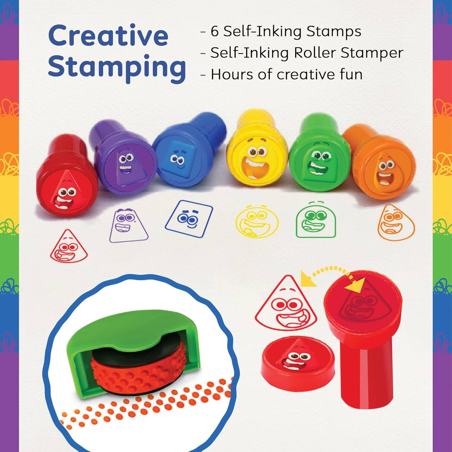 Colour Blocks: Stamp, Colour & Stick Fun Pack: Self-Inking Stampers, Paint Sticks, Stamper Roller, Activity Book & Stickers - Ages 3+ - Educational Toy
