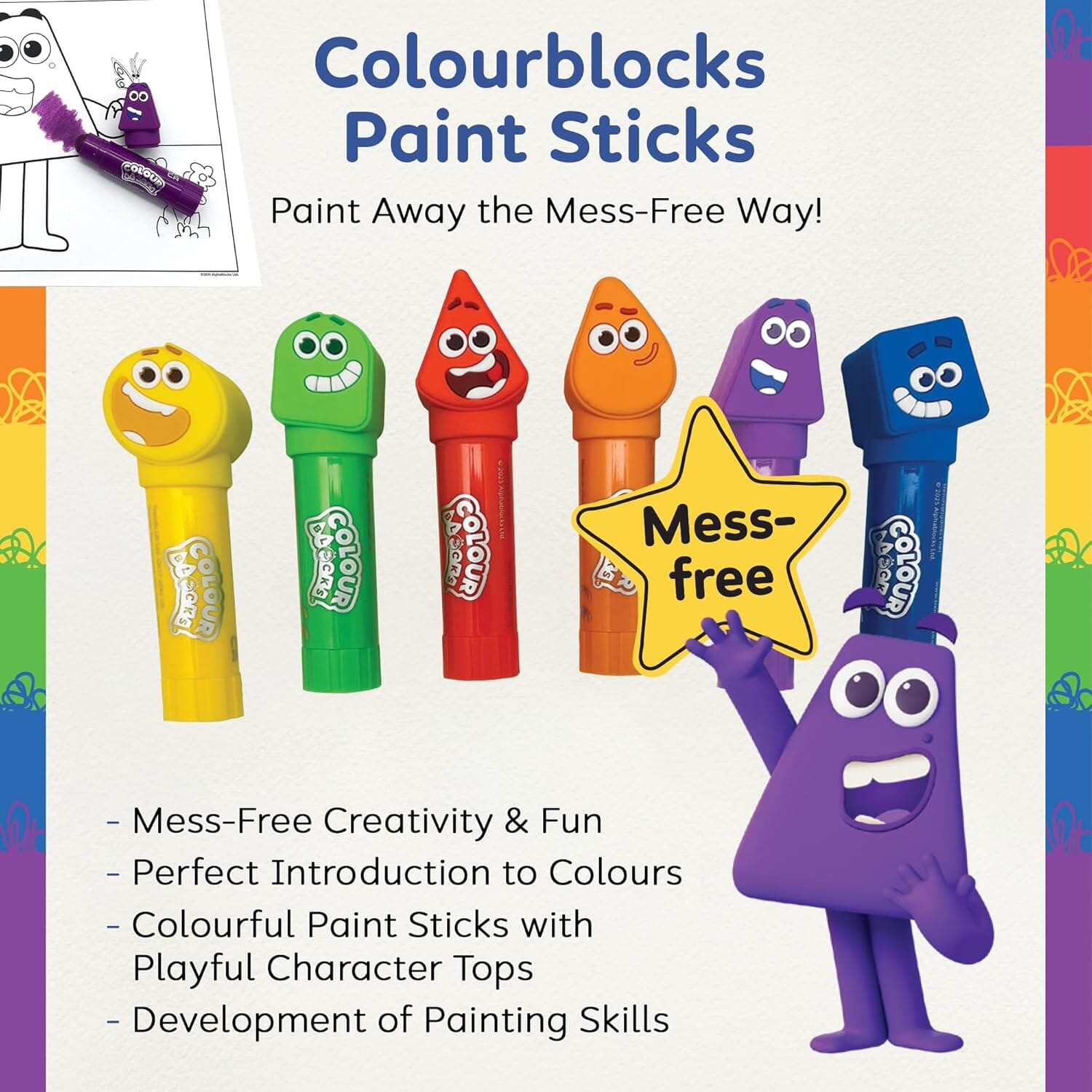 Colour Blocks: Stamp, Colour & Stick Fun Pack: Self-Inking Stampers, Paint Sticks, Stamper Roller, Activity Book & Stickers - Ages 3+ - Educational Toy