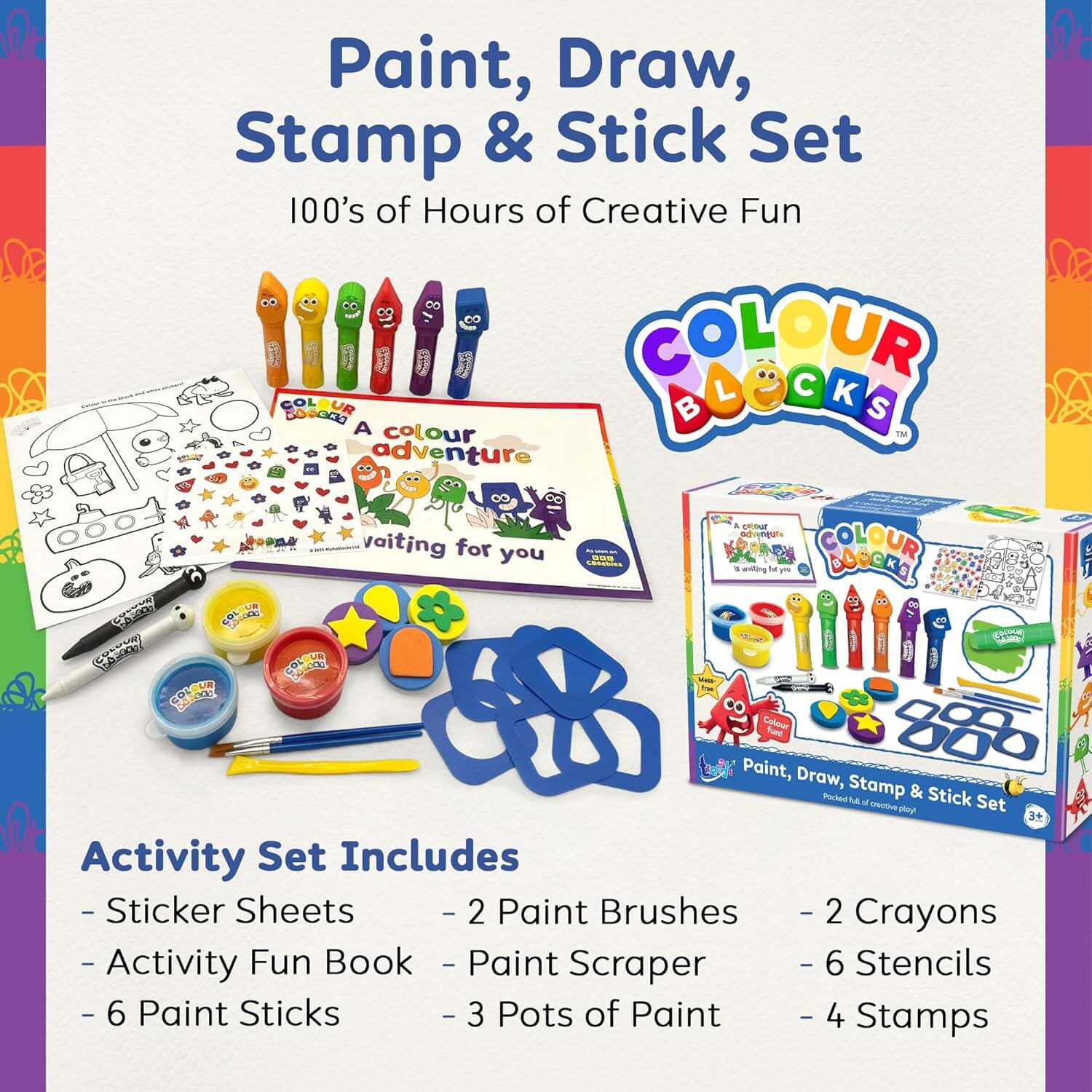 Colour Blocks: Paint, Draw, Stamp & Stick Set - Ages 3+ - Educational Toy