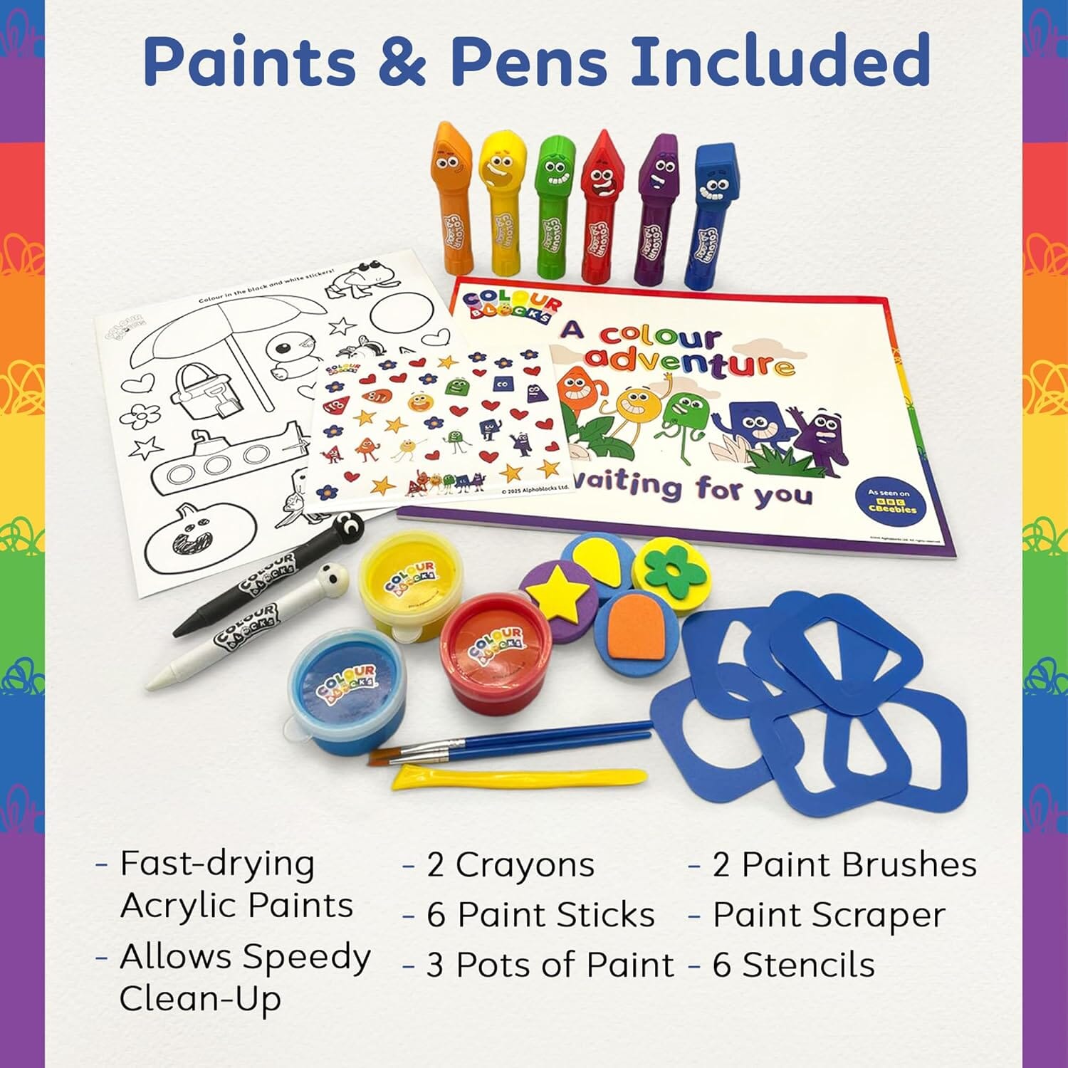 Colour Blocks: Paint, Draw, Stamp & Stick Set - Ages 3+ - Educational Toy