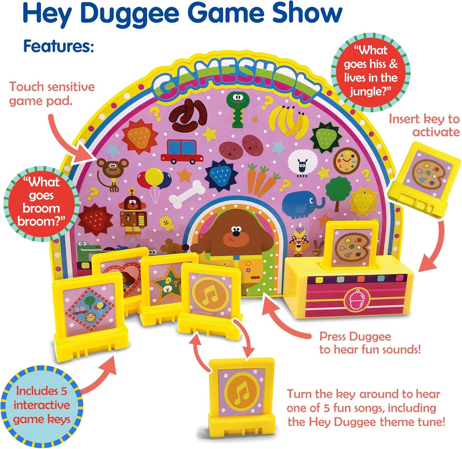 Hey Duggee's Game Show Toy For Kids: 5 Interactive Game Keys - Ages 3+ - Educational Toy