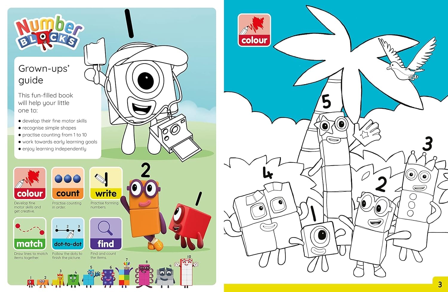 Numberblocks Colouring Fun: All Aboard For Colouring Fun! - Ages 3-6 - E-B00k