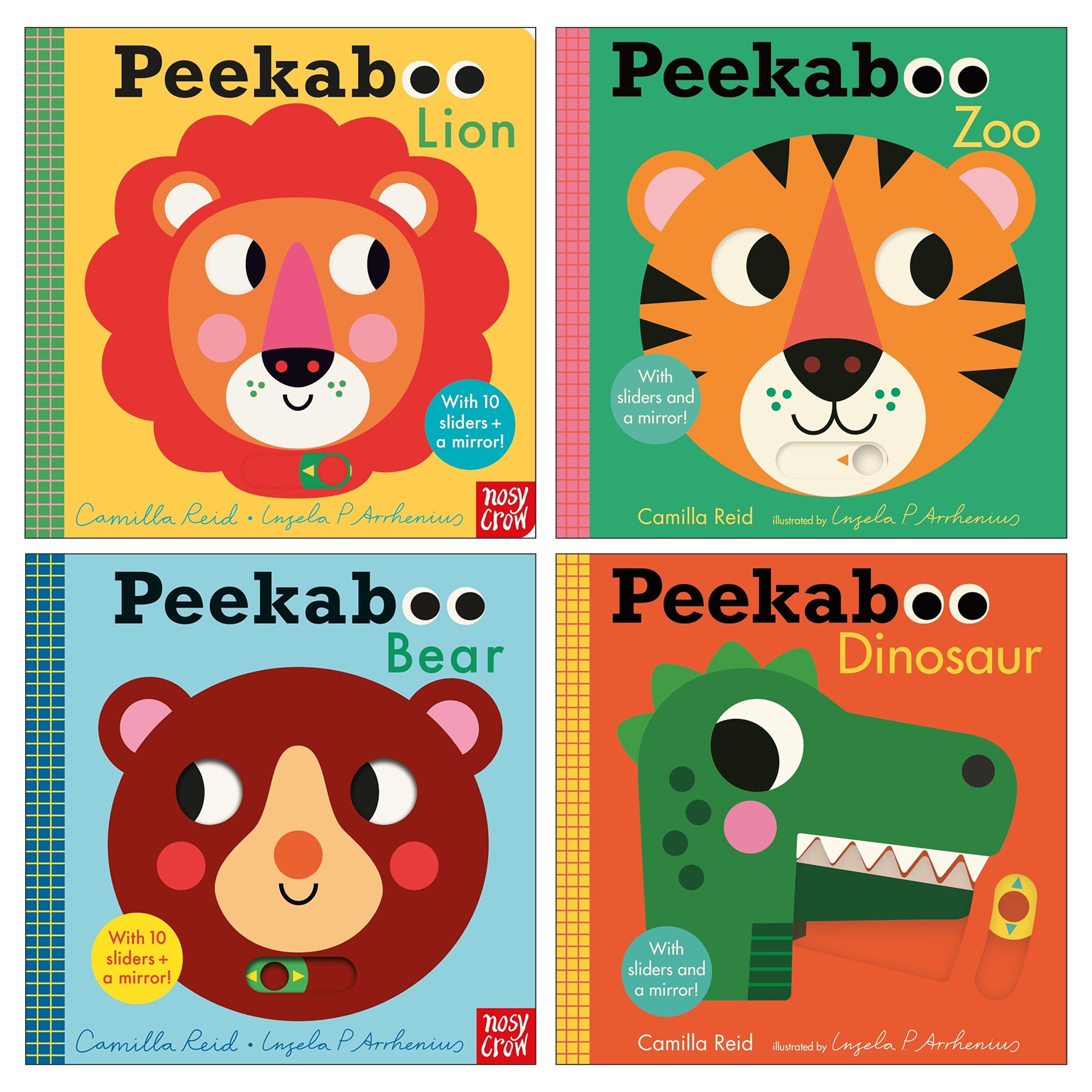 Peekaboo: Lion, Zoo, Bear & Dinosaur by Camilla Reid Illustrated 4 Books Collection Set - Ages 0-5 - Board Book