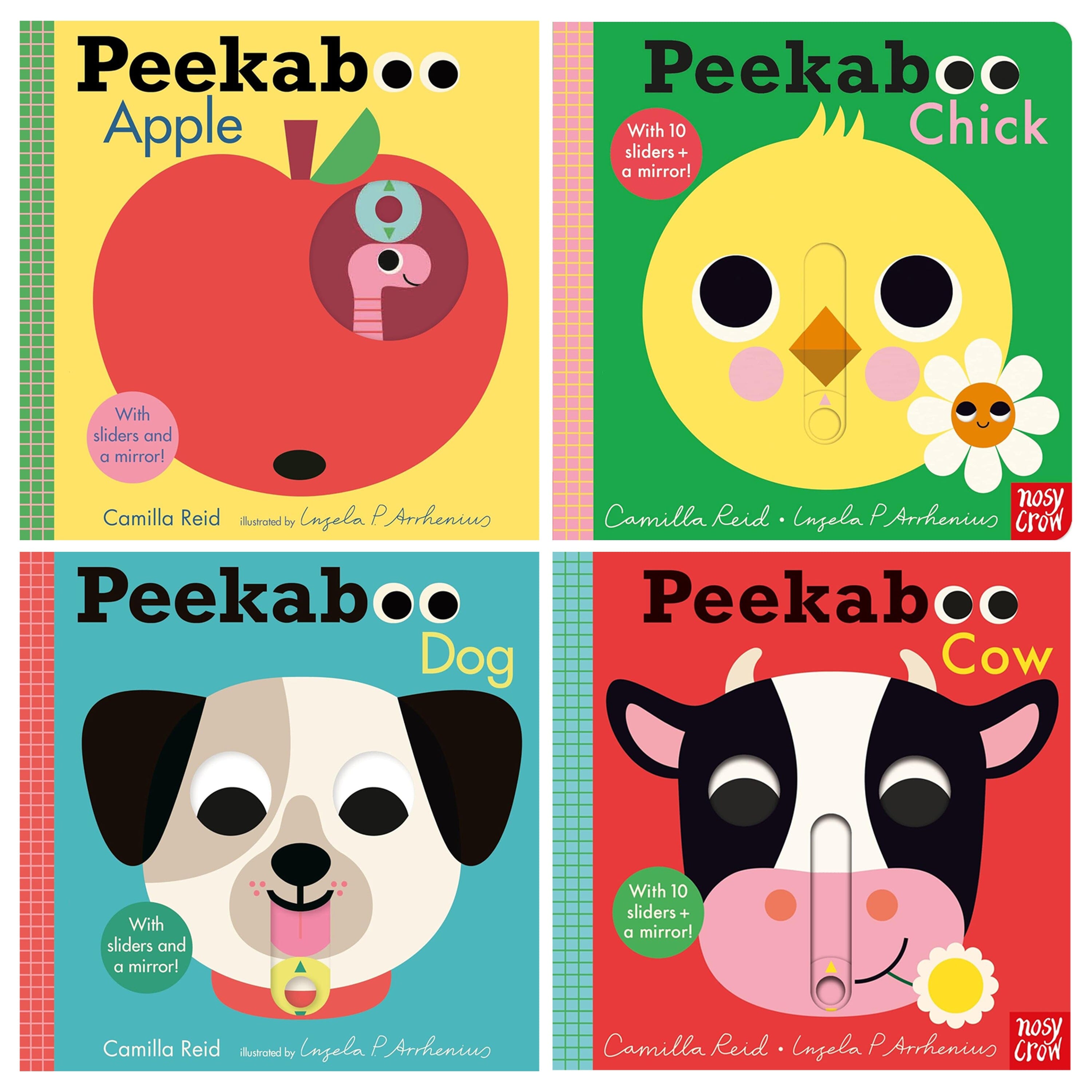 Peekaboo: Apple, Chick, Dog & Cow by Camilla Reid Illustrated 4 Books Collection Set - Ages 0-5 - Board Book