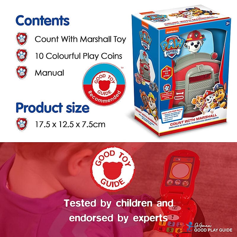 Paw Patrol Count With Marshall: Includes 10 Colour, Number And Object Coins - Ages 3+ - Educational Toy