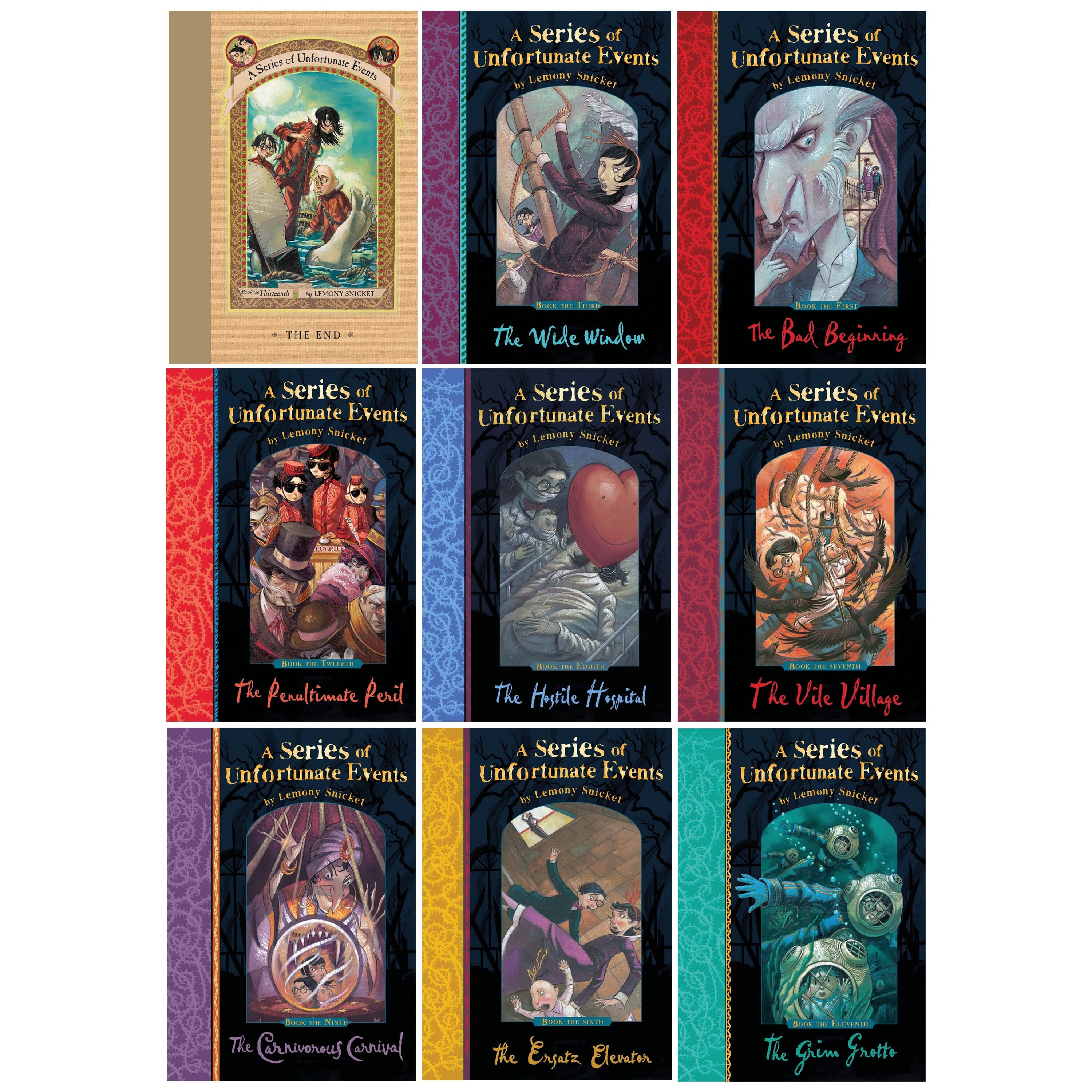 JOBLOT 2 : Brand New - A Series of Unfortunate Events By Lemony Snicket 9 Titles / 40 Books Collection Set - Ages 9-14 - E-B00k