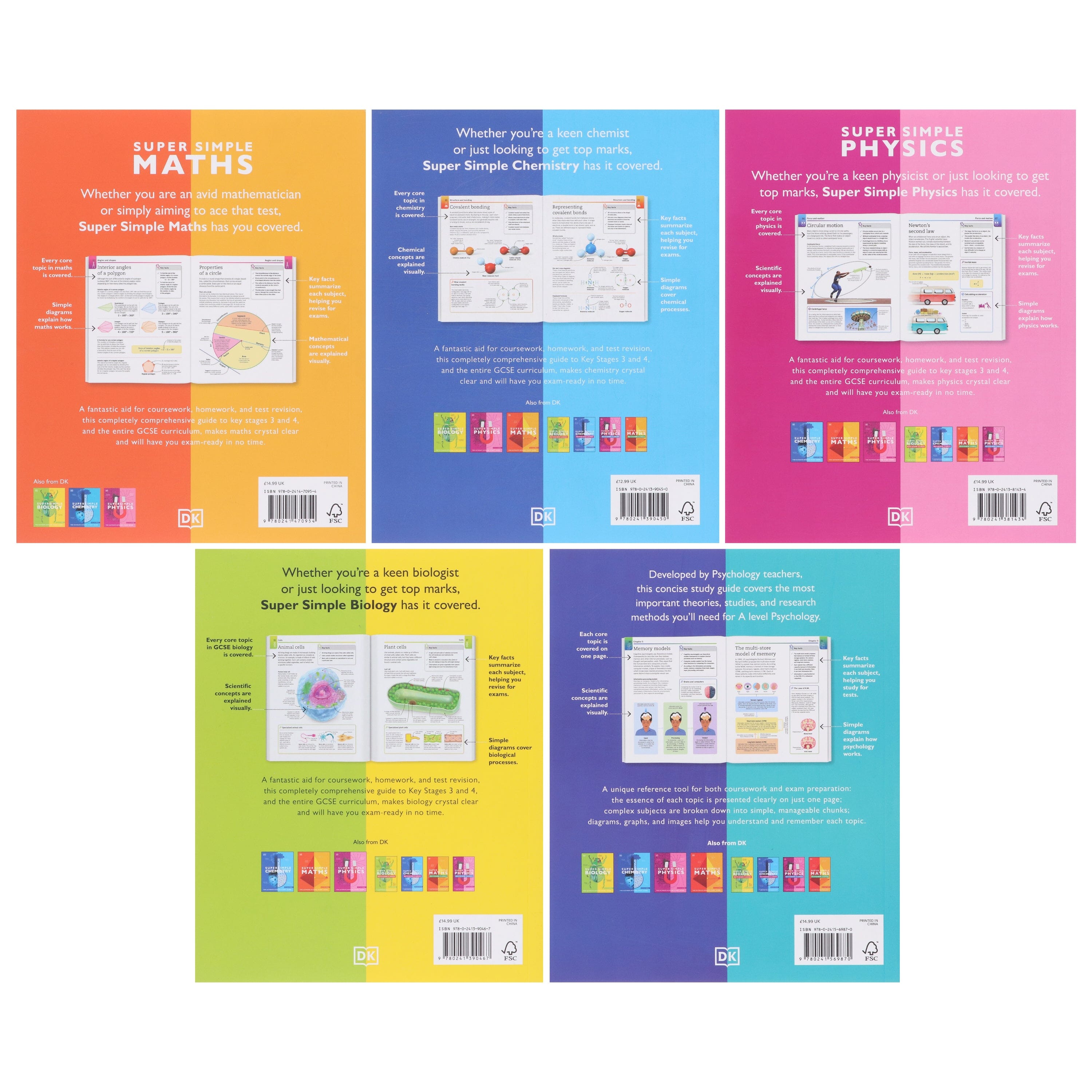 Super Simple: Maths, Chemistry, Physics, Biology & Psychology The Ultimate Bitesize Study Guide 5 Books Collection Set - Non Fiction - E-B00k