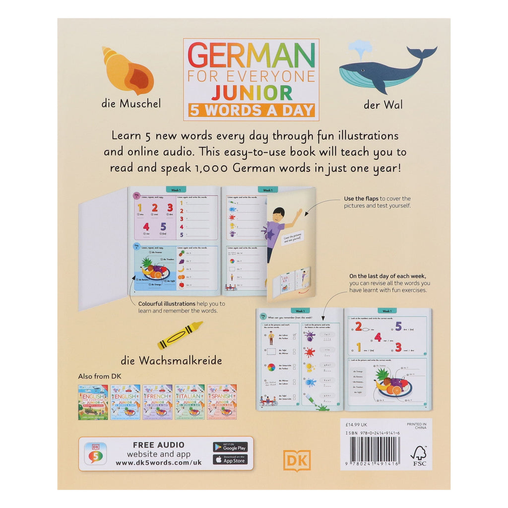 German for Everyone Junior 5 Words a Day: Learn and Practise 1,000 German Words - Ages 6-9 - Flexibound