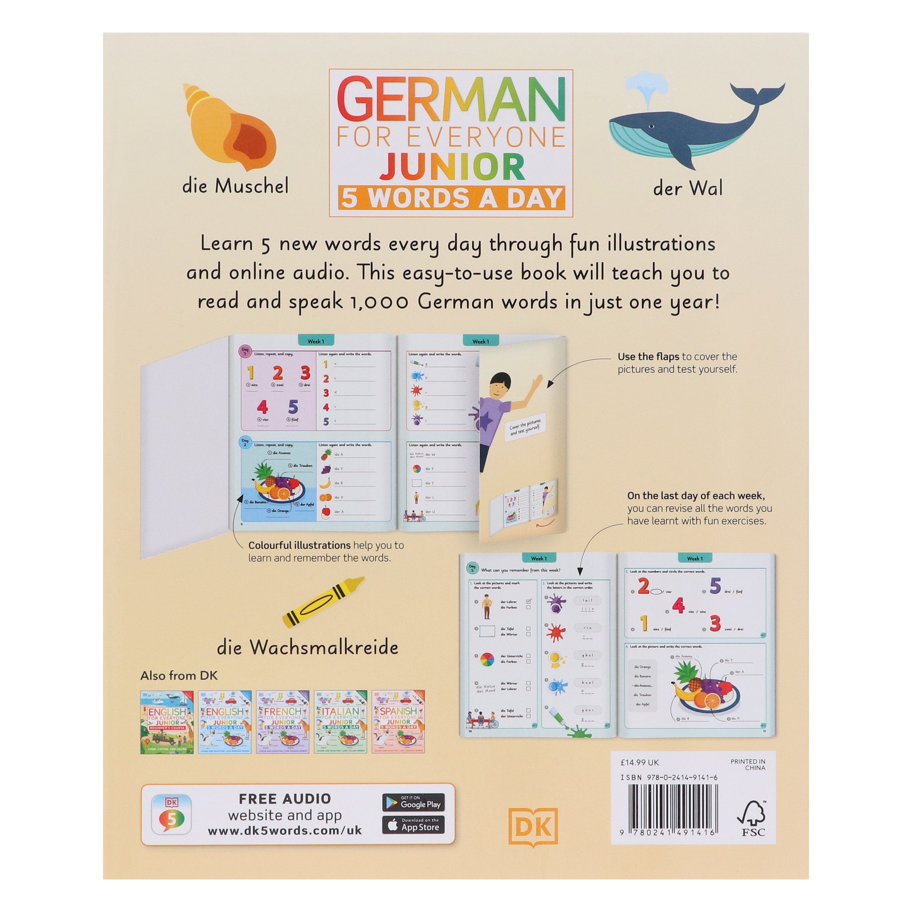 German for Everyone Junior 5 Words a Day: Learn and Practise 1,000 German Words - Ages 6-9 - Flexibound
